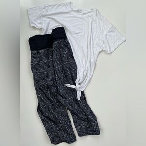 CALIA By Carri Underwood LOT of White Side Tee & Black Gray Folder Joggers LARGE